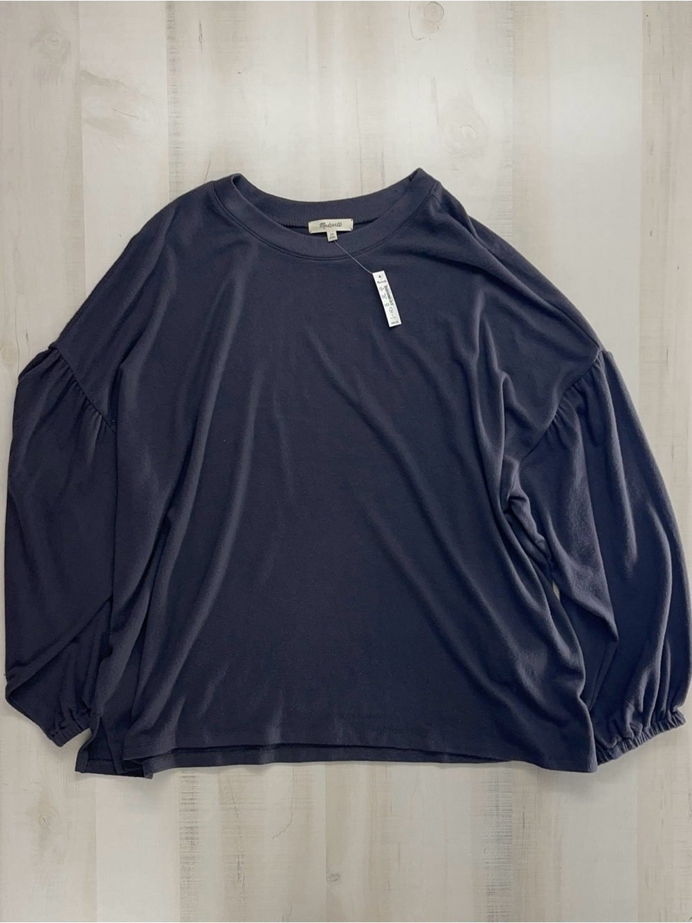 nwt MADEWELL women’s dreamiest knit long sleeve puff gray shirt 3X Soft